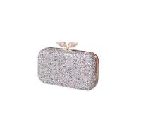 CORIOS Damen Perlen Clutch Tasche Luxus Pailletten Abendtasche Hochzeit Brautbörse Strass Portemonnaie Tasche Elegante Handtasche Kette Schultertasche Umhängetasche Silber
