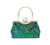 CORIOS Damen Pfau Abendtasche Glitzernd Pailletten Handtasche Luxus Perlen Clutch Tasche Klein Tasche Kette Schultertasche Elegante Umhängetasche für Abschlussball Bankett-Party Hochzeit Gold