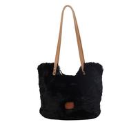 CORIOS Damen Plüsch Schultertasche Flauschige Tasche Niedlich Flauschige Handtasche Große Kapazität Einkaufstaschen Retro Henkeltaschen Elegant Tragetasche Herbst und Winter Tote Beutel Schwarz