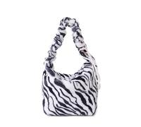 CORIOS Damen Plüsch Schultertasche Flauschige Tasche Niedlich Flauschige Handtasche Leopard Zebra Druck Umhängetasche Großes Henkeltaschen Elegant Tote Beutel Tragetasche Zebramuster Weiß