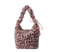 CORIOS Damen Plüsch Schultertasche Flauschige Tasche Niedlich Flauschige Handtasche Leopard Zebra Druck Umhängetasche Großes Henkeltaschen Elegant Tote Beutel Tragetasche Leopardenmuster Rosa