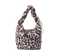CORIOS Damen Plüsch Schultertasche Flauschige Tasche Niedlich Flauschige Handtasche Leopard Zebra Druck Umhängetasche Großes Henkeltaschen Elegant Tote Beutel Tragetasche Leopardenmuster Beige
