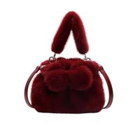 CORIOS Damen Plüsch Schultertasche Niedlich Flauschige Handtasche Flauschige Tasche Klein Henkeltaschen Einkaufstaschen Leichte Tragetasche Umhängetasche Mode Reisen Büro Tote Beutel Rot