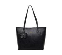 CORIOS Damen PU Leder Aktentasche Laptoptasche Tote Handtasche mit Schöner Blumenanhänger Große Kapazität Schultertasche Elegant Henkeltasche für Reisen Einkaufen Arbeiten Business Schwarz