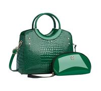 CORIOS Damen PU Leder Handtasche Krokodil-Muster Schultertaschen Wasserdicht Umhängetaschen Große Kapazität Tragetasche Henkeltaschen Retro Tote Beutel Elegant Messenger-Tasche 2pcs Grün