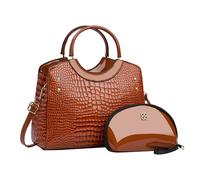 CORIOS Damen PU Leder Handtasche Krokodil-Muster Schultertaschen Wasserdicht Umhängetaschen Große Kapazität Tragetasche Henkeltaschen Retro Tote Beutel Elegant Messenger-Tasche 2pcs Erde Gelb