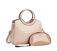 CORIOS Damen PU Leder Handtasche Krokodil-Muster Schultertaschen Wasserdicht Umhängetaschen Große Kapazität Tragetasche Henkeltaschen Retro Tote Beutel Elegant Messenger-Tasche 2pcs Khaki