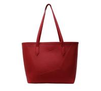 CORIOS Damen PU Leder Schultertasche Elegante Handtasche mit Patchwork Design Große Kapazität Aktentasche für Büro Reise Arbeit Rot