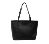 CORIOS Damen PU Leder Schultertasche Elegante Handtasche mit Patchwork Design Große Kapazität Aktentasche für Büro Reise Arbeit Schwarz