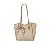 CORIOS Damen PU Leder Schultertasche Handtasche mit Schleife Seidentuch Verzierung Große Kapazität Aktenkoffer Geschäft Büro Reise Arbeit Henkeltasche Khaki