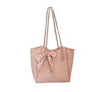 CORIOS Damen PU Leder Schultertasche Handtasche mit Schleife Seidentuch Verzierung Große Kapazität Aktenkoffer Geschäft Büro Reise Arbeit Henkeltasche Rosa