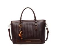 CORIOS Damen PU Ledergewebe Tote Handtasche Schultertasche mit Großer Umhängetasche mit Exquisitem Holzperlen-Anhänger Elegant Aktenkoffer Henkeltasche für Büro Arbeit Geschäft Reise Kaffee