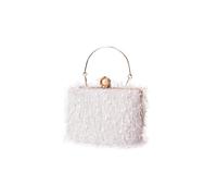 CORIOS Damen Quaste Clutch Tasche Luxus Strass Abendtasche Perlen Portemonnaie Tasche Hochzeit Brautbörse Elegante Handtasche Kette Schultertasche Umhängetasche Weiß