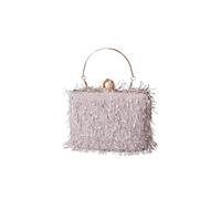 CORIOS Damen Quaste Clutch Tasche Luxus Strass Abendtasche Perlen Portemonnaie Tasche Hochzeit Brautbörse Elegante Handtasche Kette Schultertasche Umhängetasche Grau