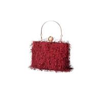 CORIOS Damen Quaste Clutch Tasche Luxus Strass Abendtasche Perlen Portemonnaie Tasche Hochzeit Brautbörse Elegante Handtasche Kette Schultertasche Umhängetasche Dunkelrot