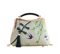 CORIOS Damen Quasten Abendtasche Bambus-Stickerei Clutch Brautbörse Handtasche aus Polyester Schultertasche Umhängetasche mit Abnehmbarer Kette für Hochzeit Anlässe Festliche Hellgrün A