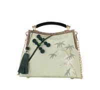 CORIOS Damen Quasten Abendtasche Bambus-Stickerei Clutch Brautbörse Handtasche aus Polyester Schultertasche Umhängetasche mit Abnehmbarer Kette für Hochzeit Anlässe Festliche Hellgrün
