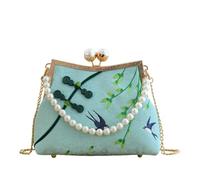 CORIOS Damen Quasten Abendtasche Bambus-Stickerei Clutch Brautbörse Handtasche aus Polyester Schultertasche Umhängetasche mit Abnehmbarer Kette für Hochzeit Anlässe Festliche Hellblau B
