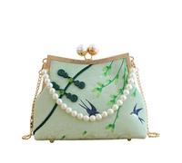 CORIOS Damen Quasten Abendtasche Bambus-Stickerei Clutch Brautbörse Handtasche aus Polyester Schultertasche Umhängetasche mit Abnehmbarer Kette für Hochzeit Anlässe Festliche Hellgrün B