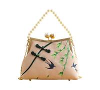 CORIOS Damen Quasten Abendtasche Bambus-Stickerei Clutch Brautbörse Handtasche aus Polyester Schultertasche Umhängetasche mit Abnehmbarer Kette für Hochzeit Anlässe Festliche Rosa B