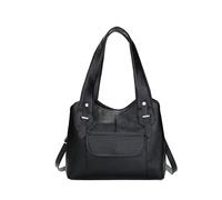 CORIOS Damen Retro Handtasche PU Leder Schultertasche Umhängetasche Große Kapazität Tragetasche Elegant Henkeltaschen Tote Beutel für Alltag Büro Schulausflug Schwarz