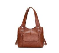 CORIOS Damen Retro Handtasche PU Leder Schultertasche Umhängetasche Große Kapazität Tragetasche Elegant Henkeltaschen Tote Beutel für Alltag Büro Schulausflug Braun