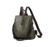 CORIOS Damen Rucksack Anti Diebstahl Schulrucksack Schulranzen mit Kopfhörerloch PU Leder Schultasche Handtasche Mädchen Schultaschen Beiläufig Daypacks für Universität Reisen Freizeit Arbeit Grün