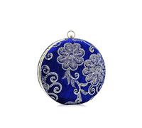 CORIOS Damen Rund Abendtasche Samt Clutch Bag Brauttasche Blume Schultertasche Luxus Handgelenktasche Abnehmbarer Kette Handtasche Klein Tasche für Cocktail Party Tanzparty Abendparty Blau