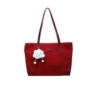 CORIOS Damen Samt Laptoptasche Aktentasche Große Kapazität Schultertasche Tote Handtasche mit Liebenswerter Wolkenanhänger Elegant Henkeltasche für Business Reisen Arbeiten Einkaufen Weinrot