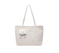 CORIOS Damen Samt Laptoptasche Aktentasche Große Kapazität Schultertasche Tote Handtasche mit Liebenswerter Wolkenanhänger Elegant Henkeltasche für Business Reisen Arbeiten Einkaufen Beige