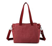 CORIOS Damen Schultertasche Canvas Handtasche Casual Tragetasche Große Kapazität Umhängetasche Multifunktionale Henkeltaschen Tote Beutel für Schule Arbeit Shopper Reise Lila Kaffee