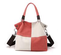 CORIOS Damen Schultertasche Canvas Handtasche Große Kapazität Umhängetasche Casual Tragetasche Multifunktionale Tote Beutel Henkeltaschen für Schule Arbeit Reise Shopper Rot