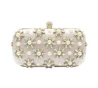 CORIOS Damen Strass Abendtasche Perlen Clutch Tasche Hochzeit Brautbörse Klein Tasche Kette Schultertasche Shiny Diamant Clutch Elegante Umhängetasche für Bankett-Party Hochzeit Abschlussball Mandel