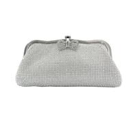 CORIOS Damen Strass Abendtasche Strasssteine Clutch Tasche Bling Diamant Handtasche Elegante Schultertasche für Frauen Klein Tasche Abschlussball Hochzeit Bankett-Party Kette Umhängetasche Silber