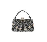CORIOS Damen Strass Clutch Tasche Perlen Abendtasche Shiny Diamant Handtasche Hochzeit Brautbörse Kette Schultertasche Geldbörse Portemonnaie Tasche Elegante Umhängetasche Schwarz