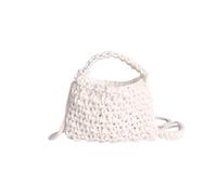 CORIOS Damen Strickstoff Tote Handtasche Gewebte Schultertasche Sommer Strandtaschen Böhmische Umhängetasche Handgewebt Basttasche Kleine Kapazität Tote Beutel für Urlaubsreisen an Den Strand Weiß