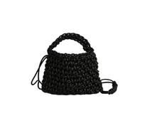 CORIOS Damen Strickstoff Tote Handtasche Gewebte Schultertasche Sommer Strandtaschen Böhmische Umhängetasche Handgewebt Basttasche Kleine Kapazität Tote Beutel für Urlaubsreisen an Den Strand Schwarz