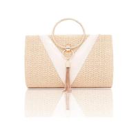 CORIOS Damen Strohtasche Abendtasch Frauen Gewebte Tasche Elegante Fransen Clutch Tasche Hochzeit Brautbörse Klein Tasche Formale Handtasche Schultertasche Luxuriös Umhängetasche Gelb