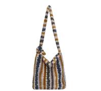 CORIOS Damen Tartan Schultertasche Lammwolle Handtasche Plüsch Umhängetasche Große Kapazität Einkaufstaschen Elegant Retro Tragetasche Tote Beutel Kunstfell Flauschige Henkeltaschen Gelb