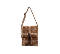CORIOS Damen Tartan Schultertasche Tweed Handtasche Retro Umhängetasche Mittleres Fassungsvermögen Einkaufstaschen Elegant Tragetasche Tote Beutel Henkeltaschen Handytasche Kaffee