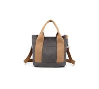 CORIOS Damen Umhängetasche Canvas Handtasche Schultertasche Kleine Kapazität Henkeltaschen Casual Tragetasche Multifunktionale Tote Beutel für Schule Shopper Arbeit Reise Grau
