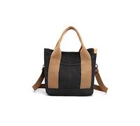 CORIOS Damen Umhängetasche Canvas Handtasche Schultertasche Kleine Kapazität Henkeltaschen Casual Tragetasche Multifunktionale Tote Beutel für Schule Shopper Arbeit Reise Schwarz