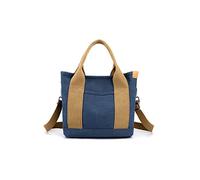 CORIOS Damen Umhängetasche Canvas Handtasche Schultertasche Kleine Kapazität Henkeltaschen Casual Tragetasche Multifunktionale Tote Beutel für Schule Shopper Arbeit Reise Dunkelblau