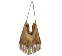 CORIOS Damen Umhängetasche mit Fransen Boho Style aus Weichem Wildlederoptik Kunstleder Leichte Schultertasche Handtasche für Frauen Braun
