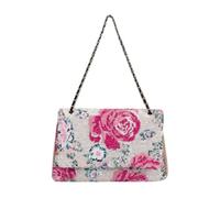 CORIOS Damen Umhängetaschen aus Leinen-Baumwolle Schultertasche mit Paillettenstickerei Boho Handtasche Sommer Strand Tasche Bunte Gestrickte Tasche Ethnische Messenger Tragetasche Verzierte Rosen