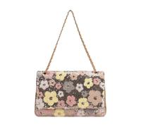 CORIOS Damen Umhängetaschen aus Leinen-Baumwolle Schultertasche mit Paillettenstickerei Boho Stil Handtasche Sommer Strand Tasche Ethnische Messenger Tragetasche Kontrastierende Blumen in Rosa