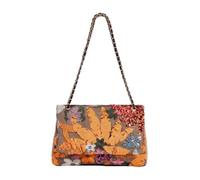 CORIOS Damen Umhängetaschen aus Leinen-Baumwolle Schultertasche mit Paillettenstickerei Boho Stil Handtasche Sommer Strand Tasche Bunte Gestrickte Tasche Ethnische Messenger Tragetasche Orange