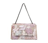 CORIOS Damen Umhängetaschen aus Leinen-Baumwolle Schultertasche mit Paillettenstickerei Boho Stil Handtasche Sommer Strand Tasche Bunte Gestrickte Tasche Ethnische Messenger Tragetasche Rosa