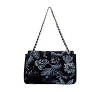 CORIOS Damen Umhängetaschen aus Leinen-Baumwolle Schultertasche mit Paillettenstickerei Boho Stil Handtasche Sommer Strand Tasche Ethnische Messenger Tragetasche Dunkelblaue Pailletten