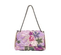 CORIOS Damen Umhängetaschen aus Leinen-Baumwolle Schultertasche mit Paillettenstickerei Boho Stil Handtasche Sommer Strand Tasche Bunte Gestrickte Tasche Ethnische Messenger Tragetasche Lila